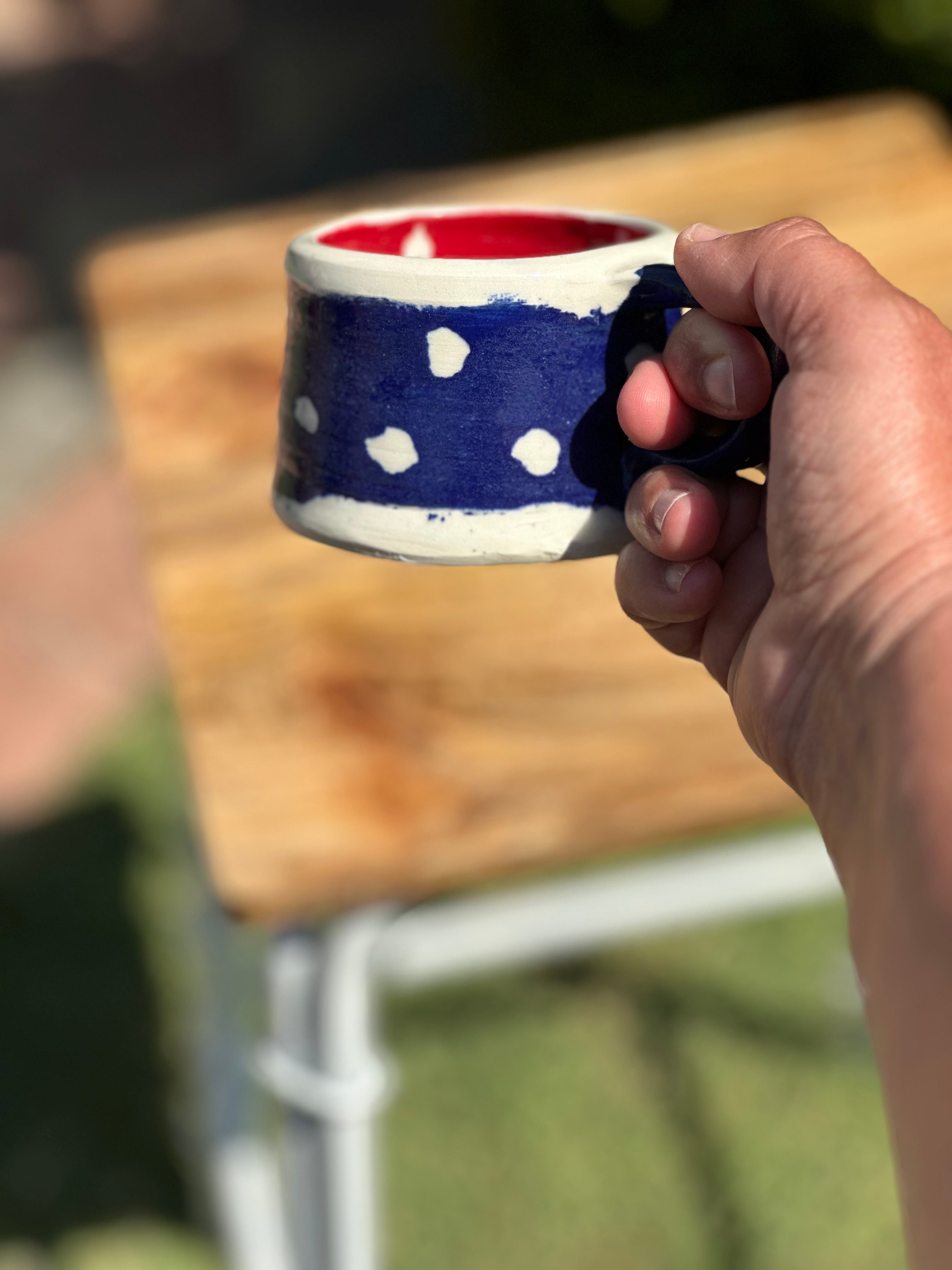 Polka Dot Mug  - Red and Blue