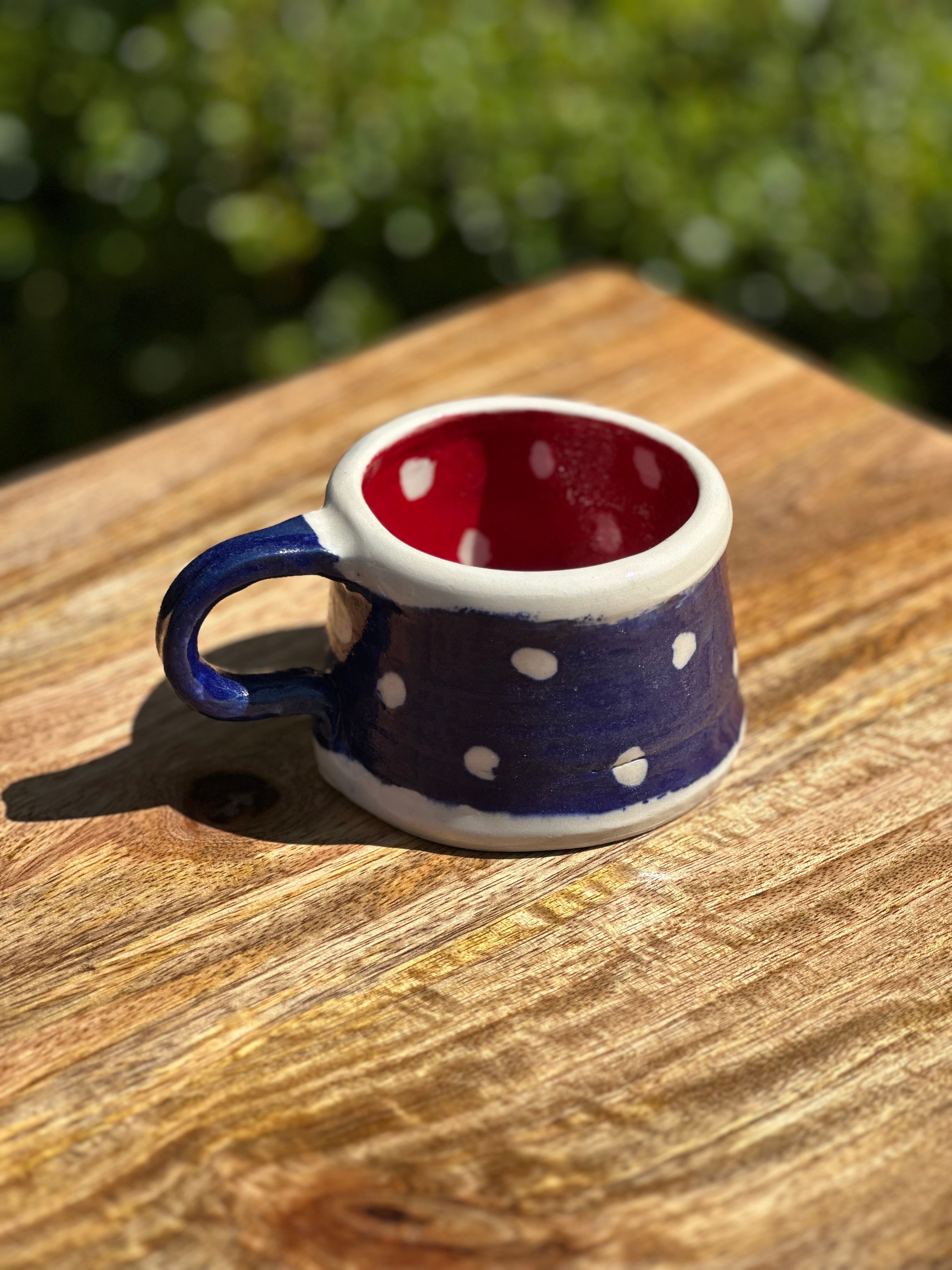 Polka Dot Mug  - Red and Blue