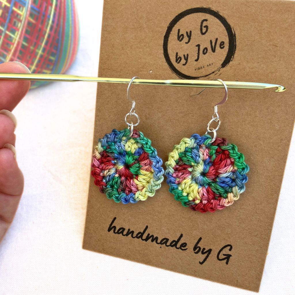Rainbow Fun - Handmade Cotton Crochet Dangle Earrings