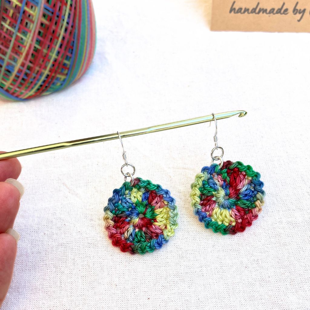 Rainbow Fun - Handmade Cotton Crochet Dangle Earrings