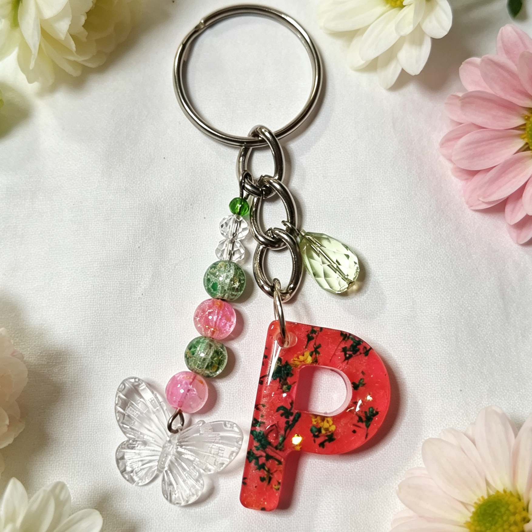 Pretty Resin Letter Key Chains or Bag Charms