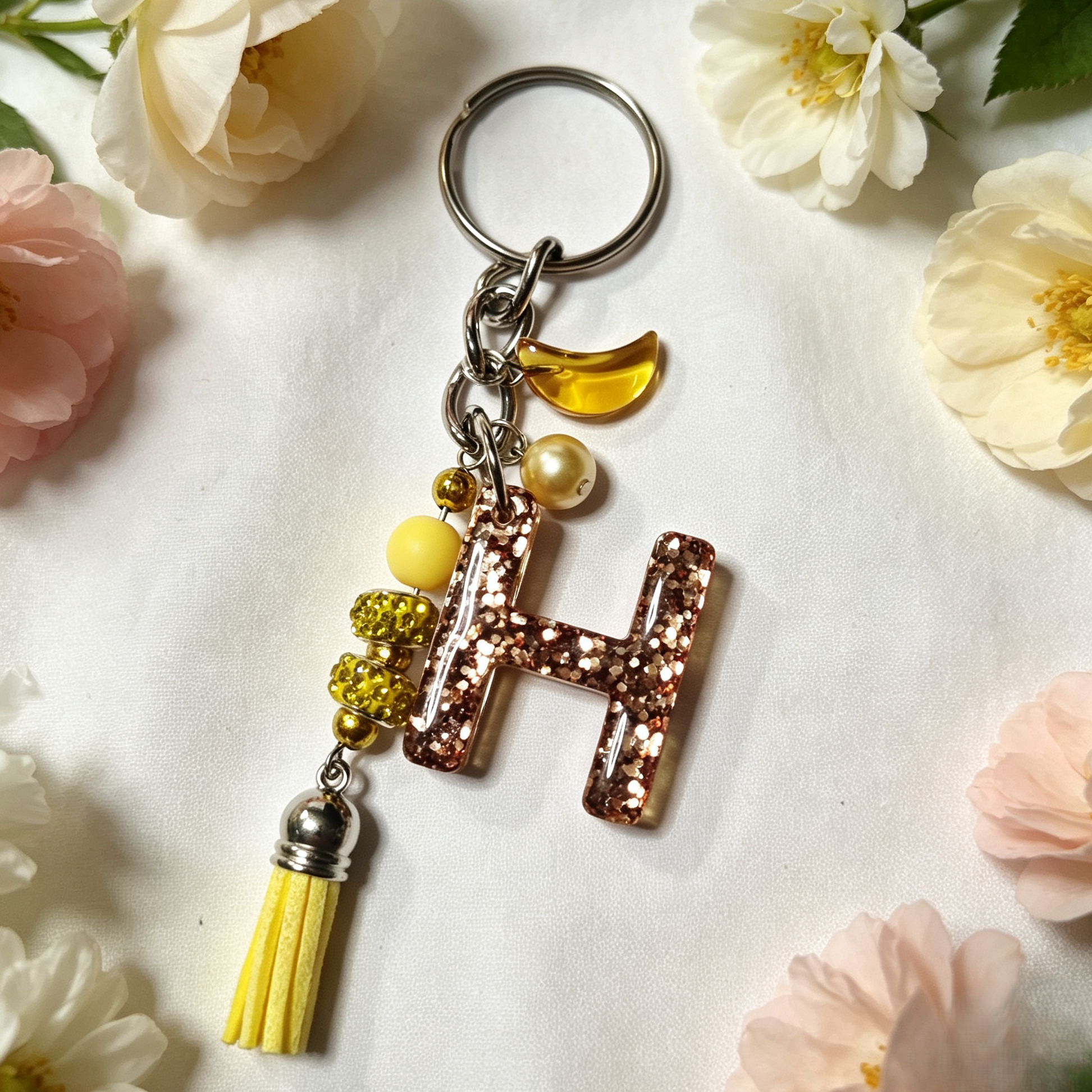 Pretty Resin Letter Key Chains or Bag Charms