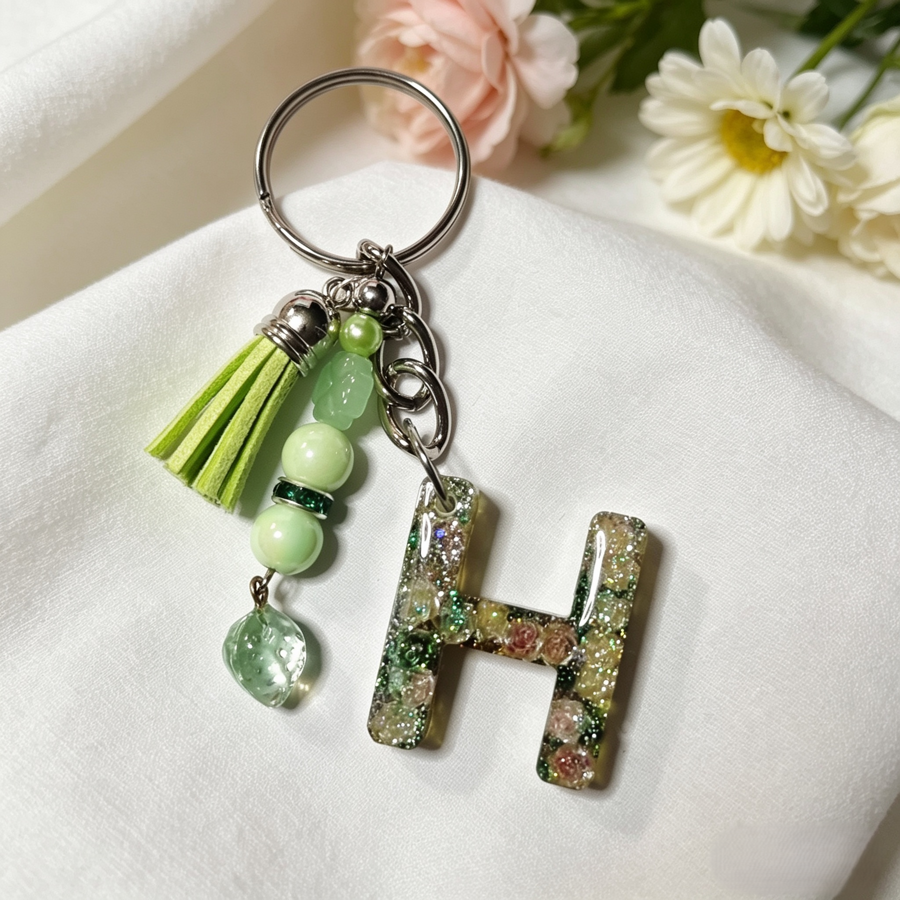 Pretty Resin Letter Key Chains or Bag Charms