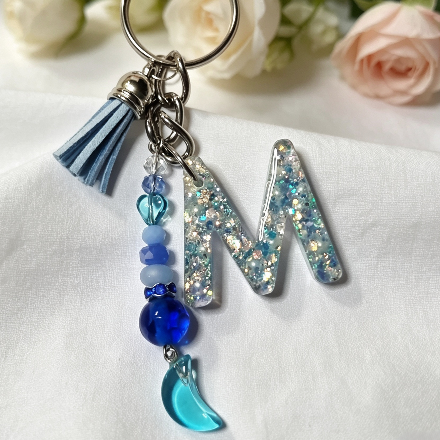 Pretty Resin Letter Key Chains or Bag Charms