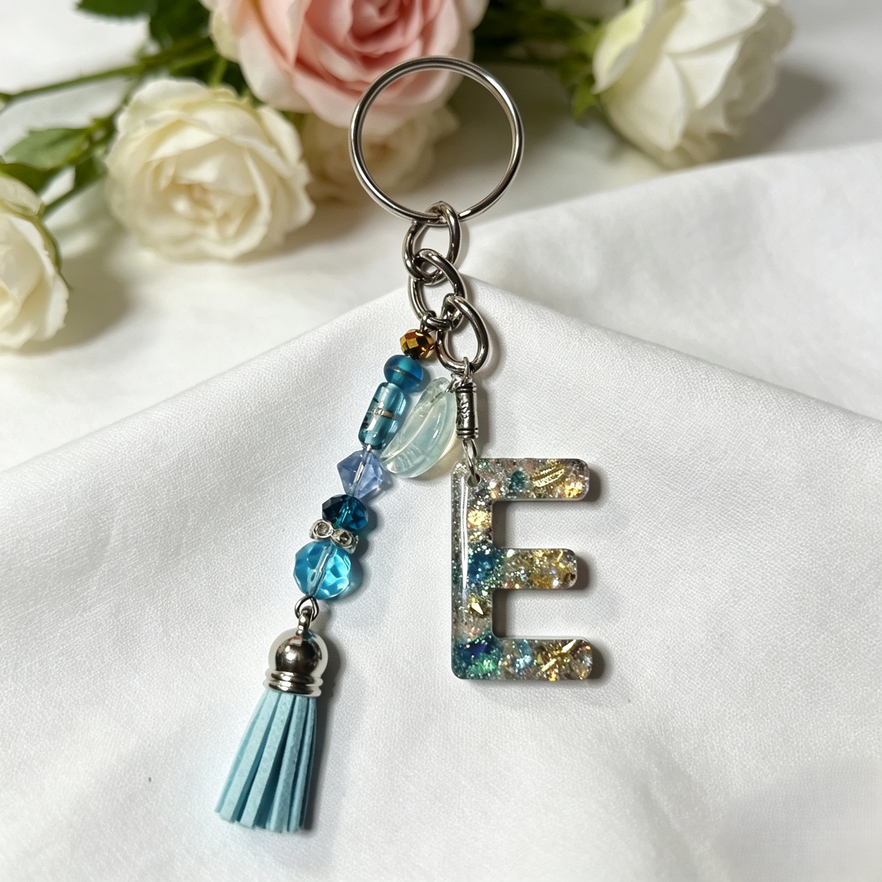 Pretty Resin Letter Key Chains or Bag Charms