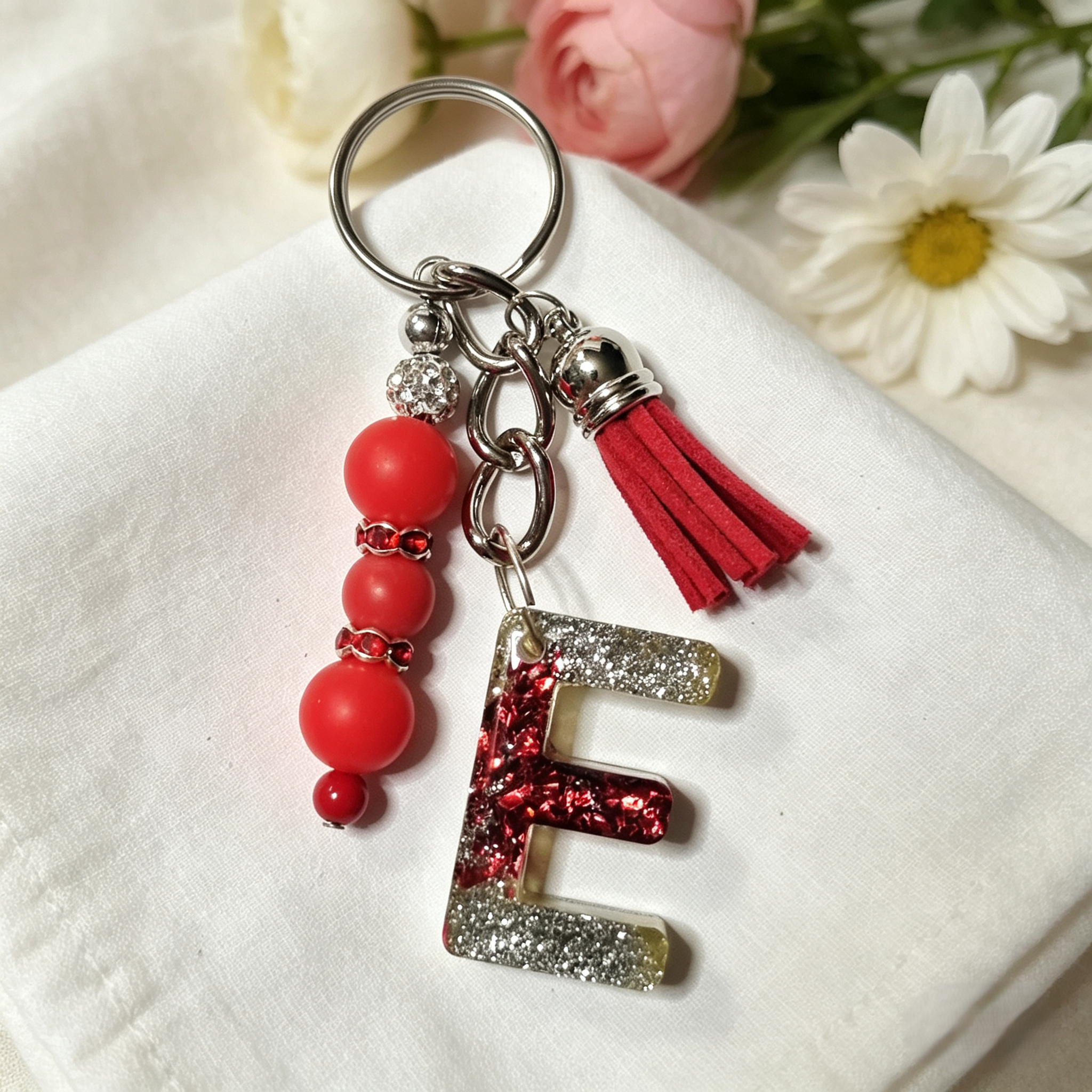 Pretty Resin Letter Key Chains or Bag Charms
