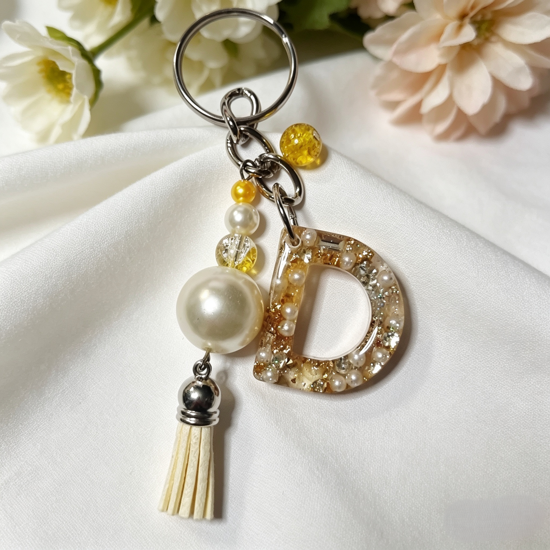 Pretty Resin Letter Key Chains or Bag Charms