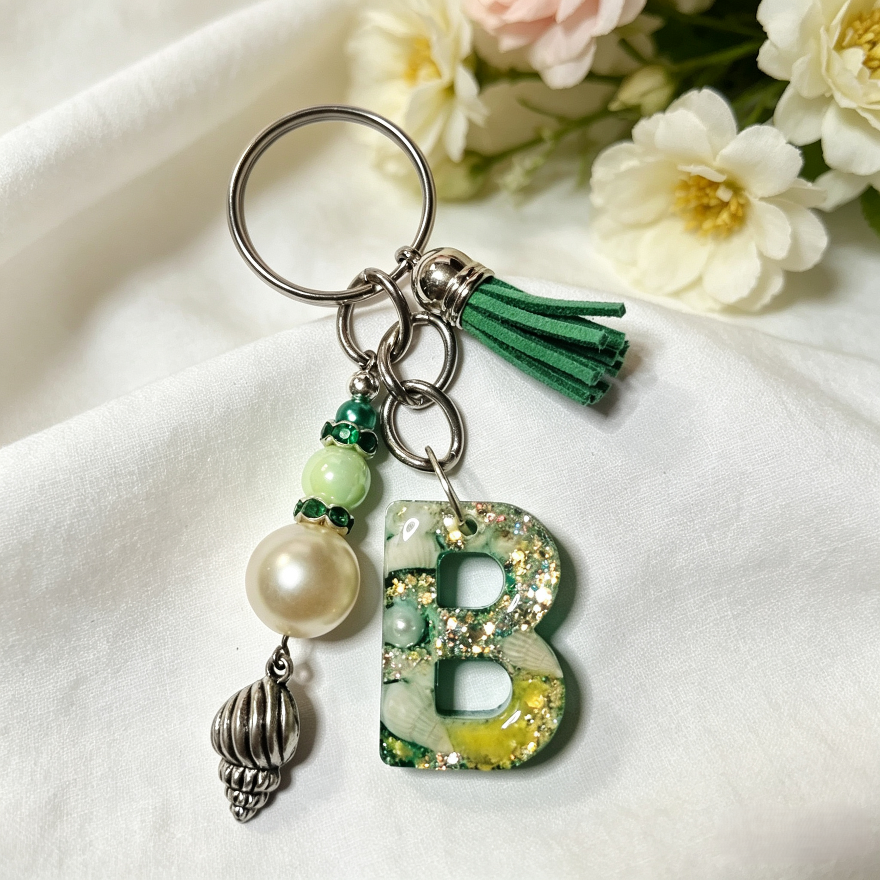 Pretty Resin Letter Key Chains or Bag Charms