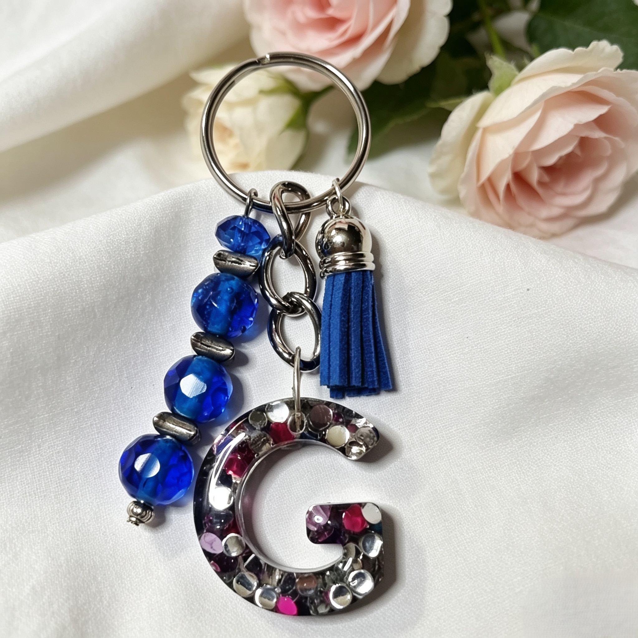 Pretty Resin Letter Key Chains or Bag Charms