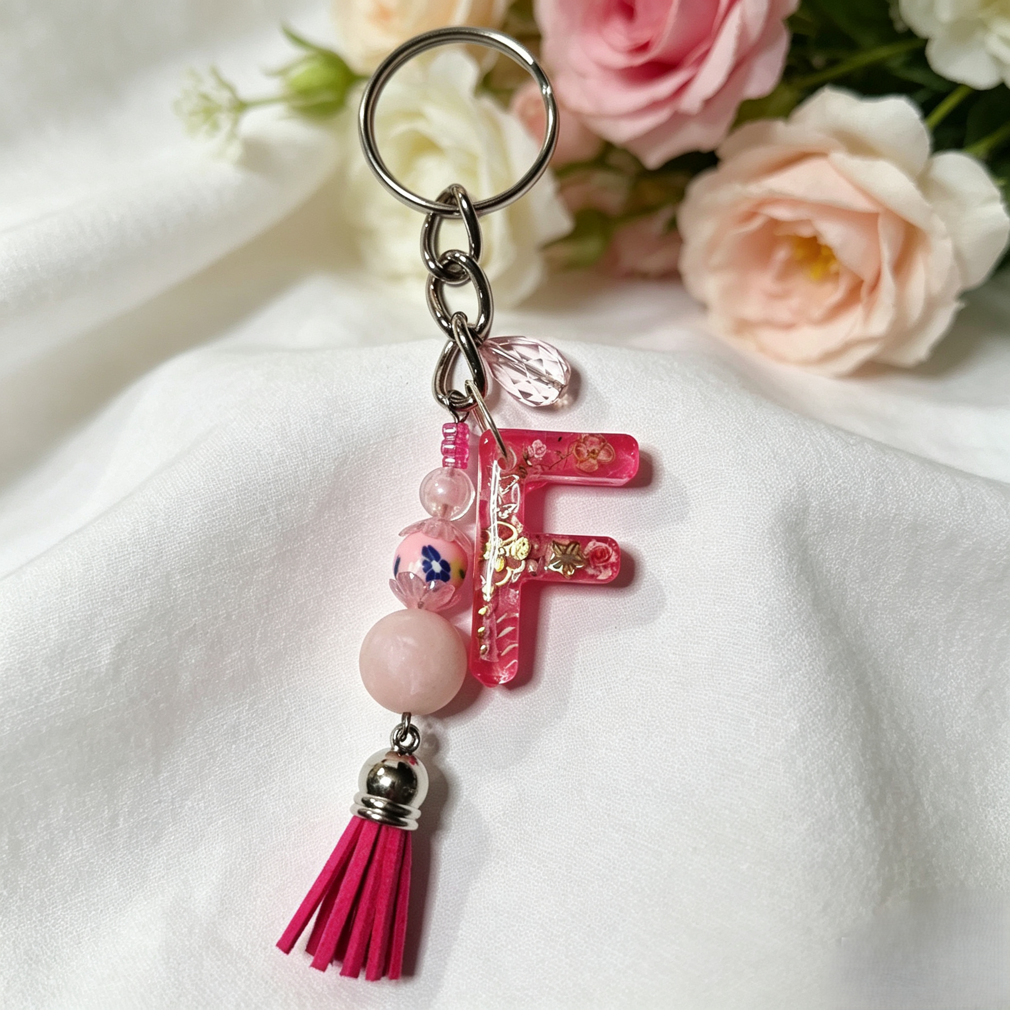 Pretty Resin Letter Key Chains or Bag Charms
