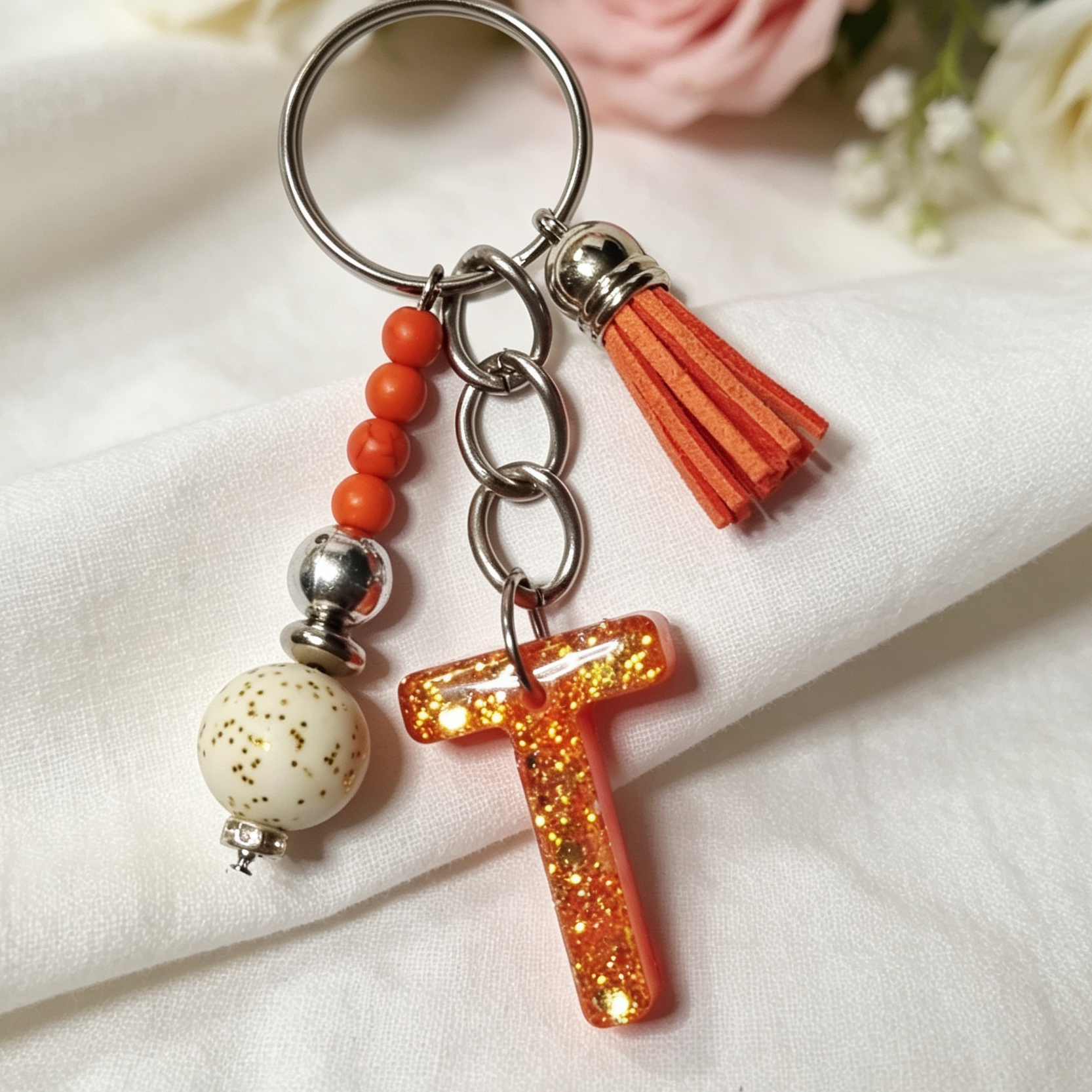 Pretty Resin Letter Key Chains or Bag Charms