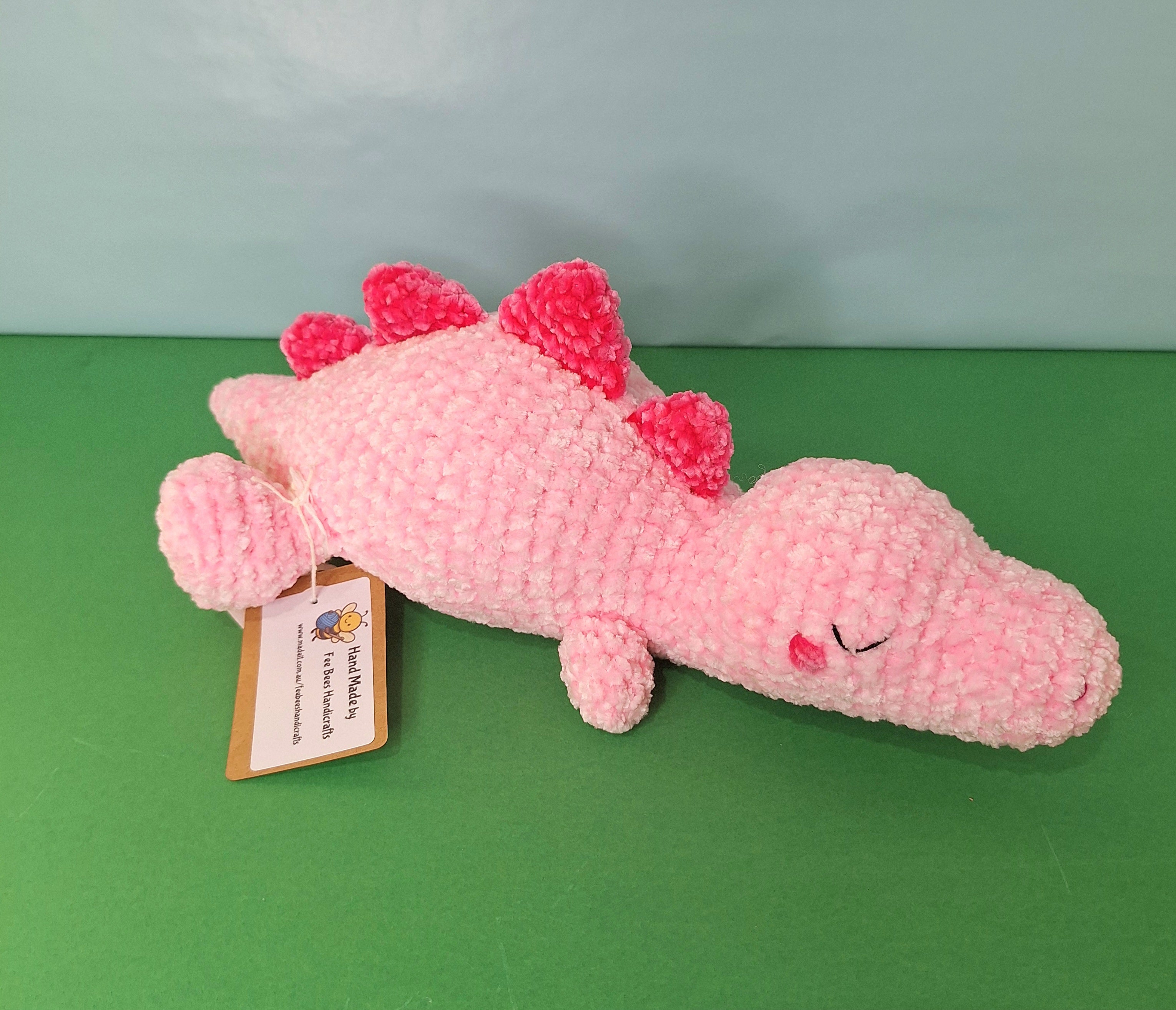 Pink Sleepy Velvet Crocheted Dinosaur Cuddle Toy