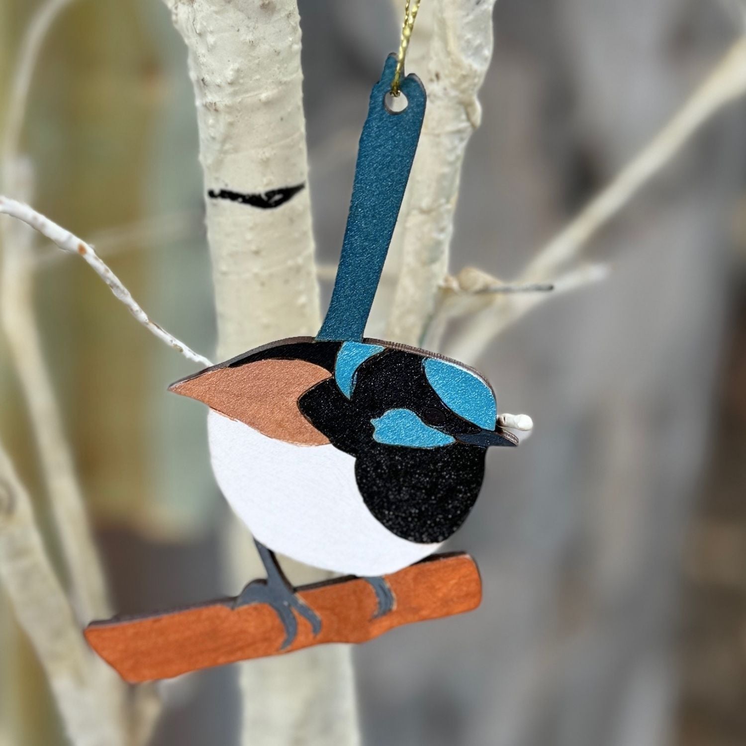 Superb Fairy Wren Hand Painted Christmas Decoration