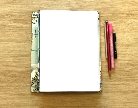 Handmade Hard Cover Journal, Japanese Wave Cover