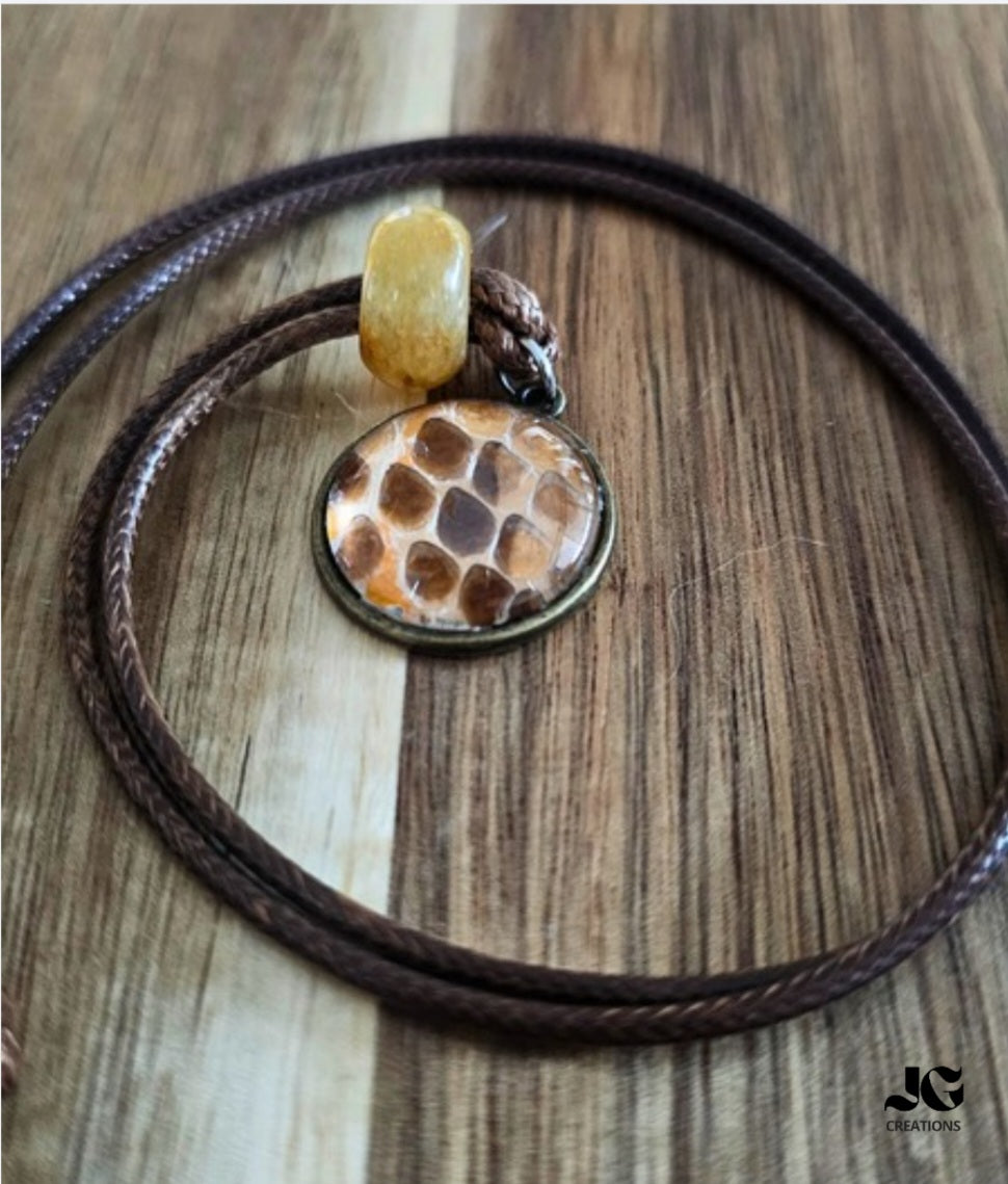 Ready to Ship Hand-Painted Snakeskin Pendant Necklace
