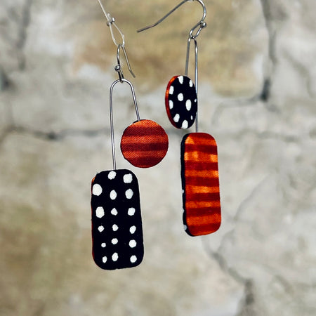 Earrings Black White Orange - EC-649 - for Ruth H