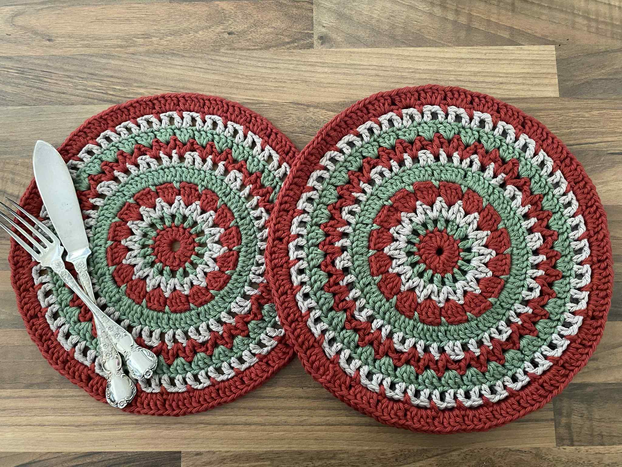 Set of 4 Crocheted Placemats 100% Cotton