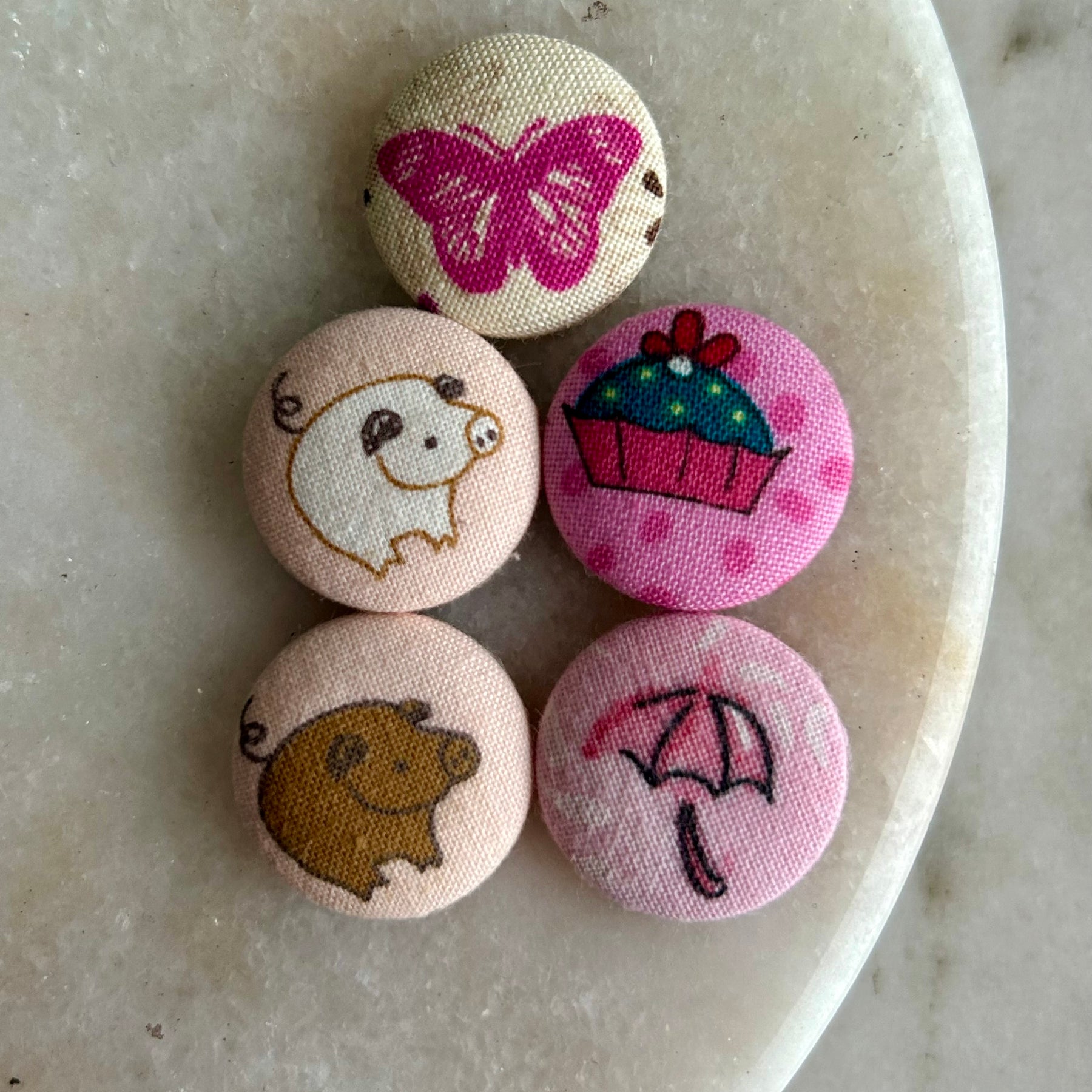 Fabric Covered Magnets - pack of 5