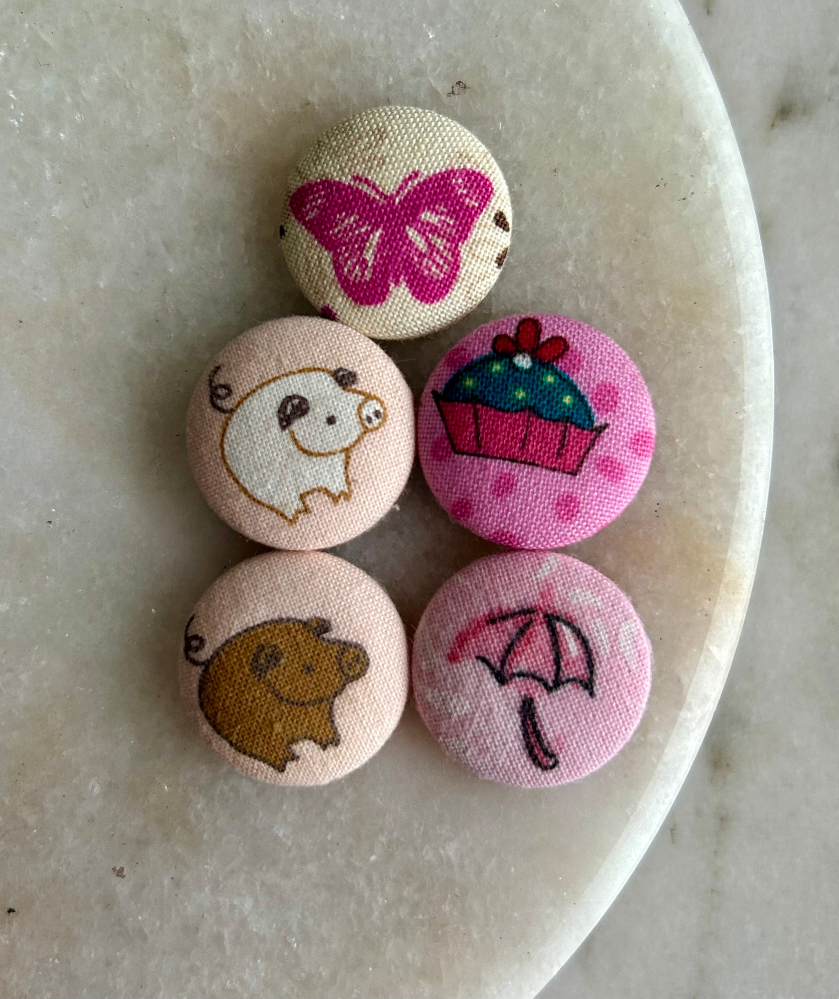 Fabric Covered Magnets - pack of 5