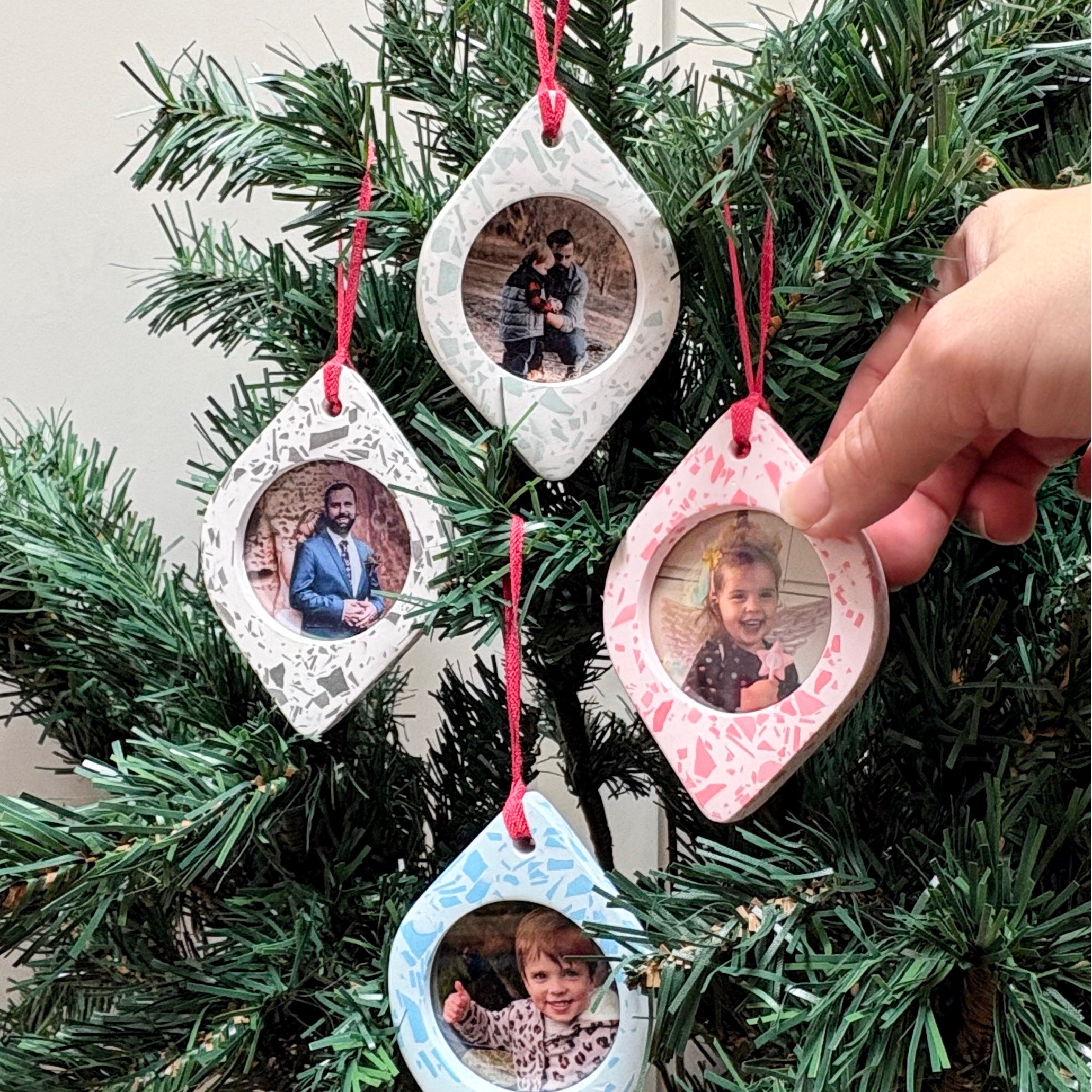 Terrazzo Christmas hanging ornament photo frames
