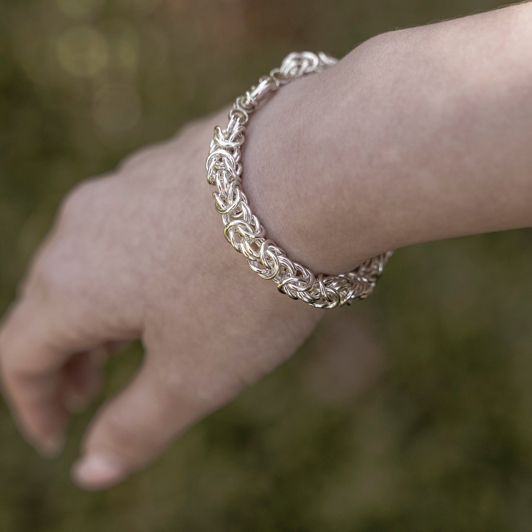 Sterling Silver Byzantine Bracelet 19cm