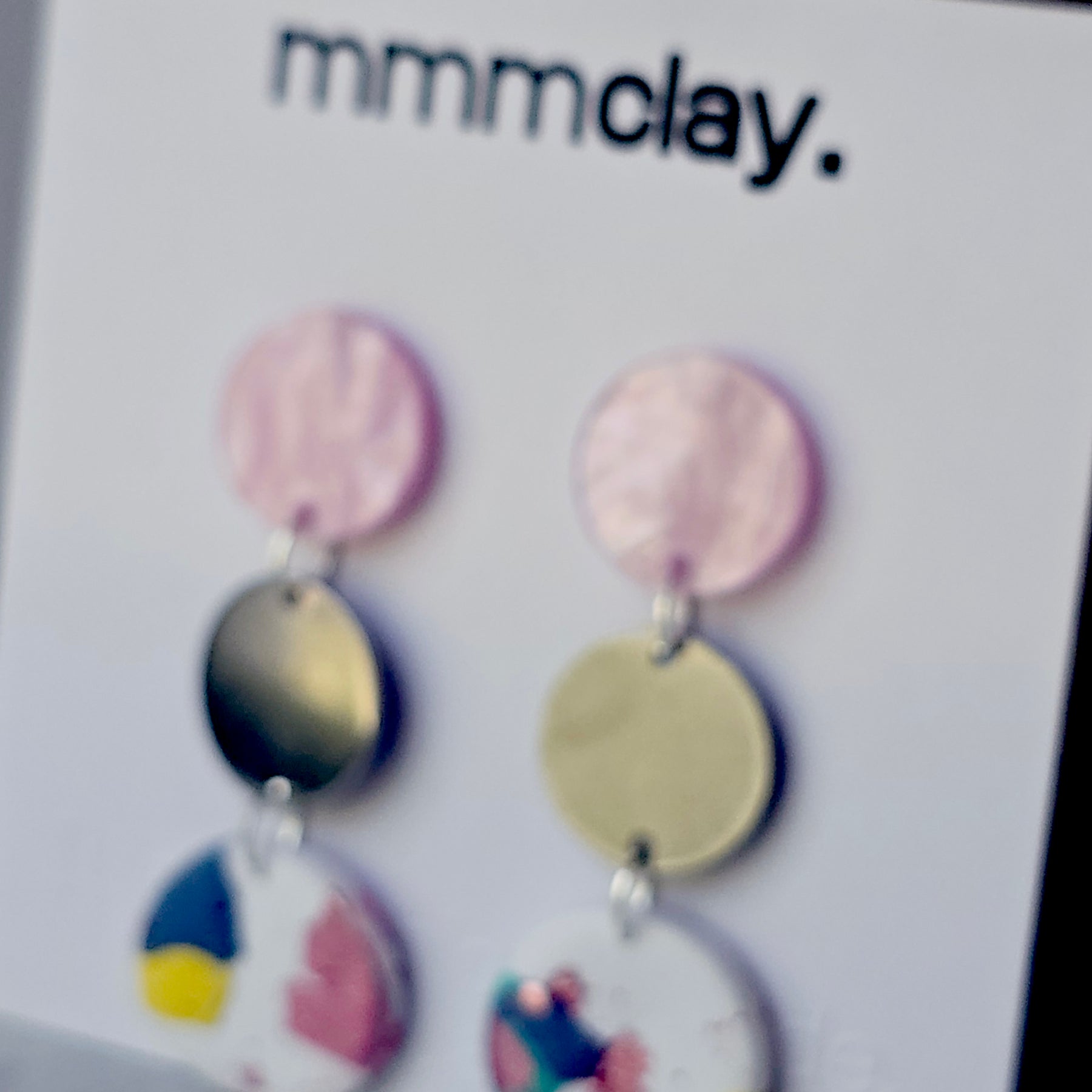Blush Pink Terrazzo Polymer Clay Drop Earrings