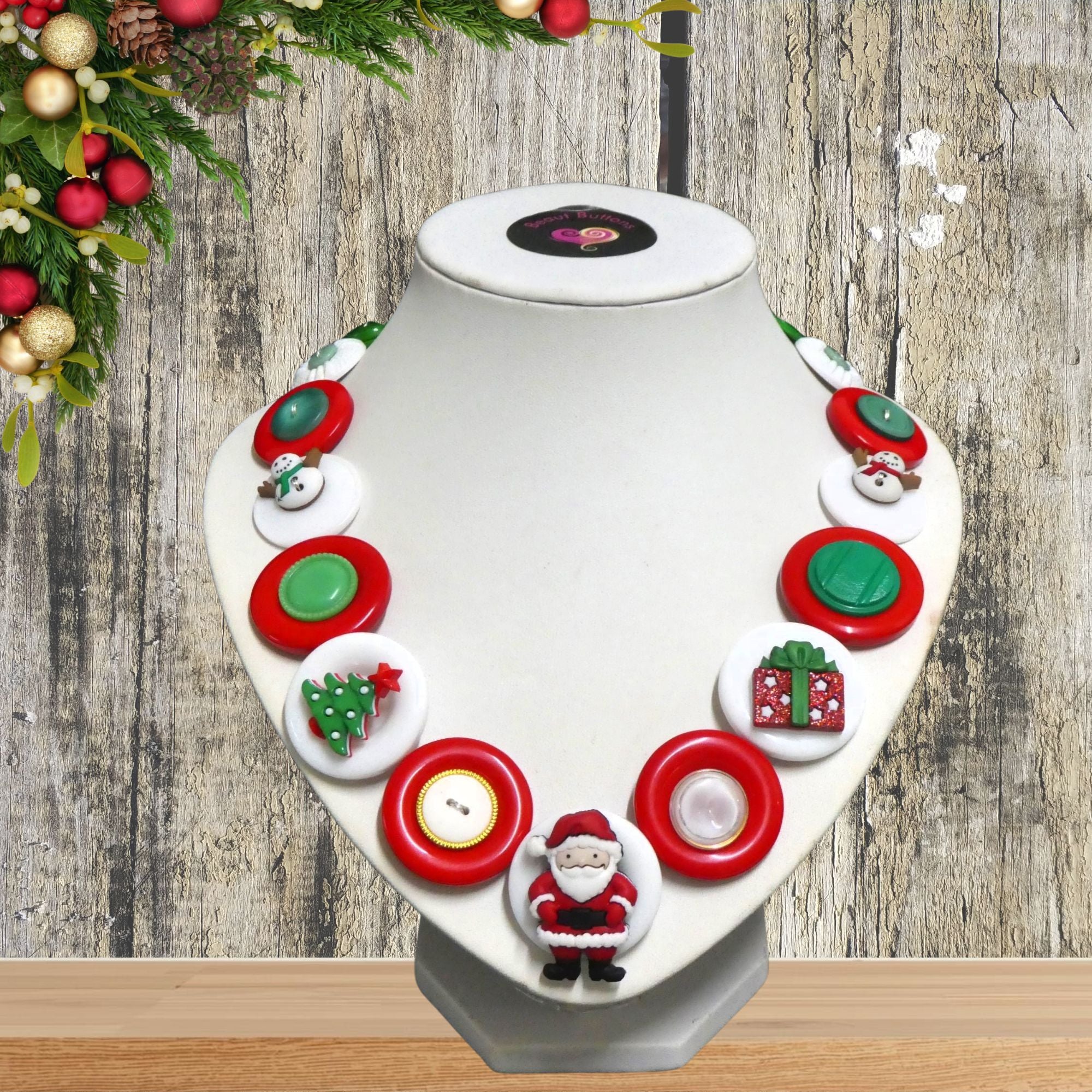 Santa Claus button necklace