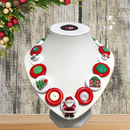 Santa Claus button necklace