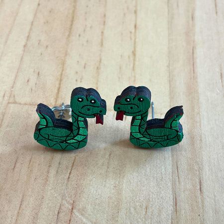 Australian animal studs - Tree snake - hand painted, wooden