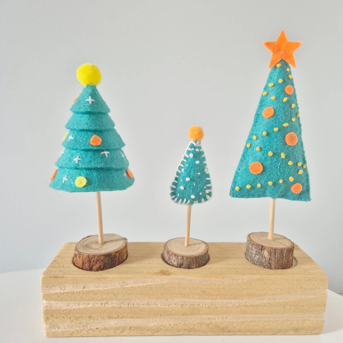 Handmade Felt Christmas Trees – Set of 3, Cute Christmas Decorations