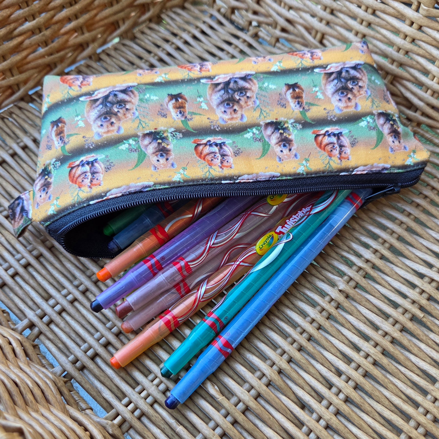 Pencil cases in Australian native animal fabrics