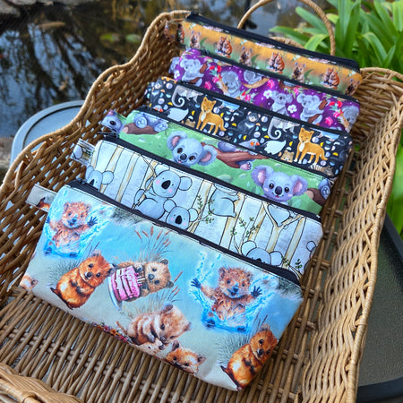 Pencil cases in Australian native animal fabrics
