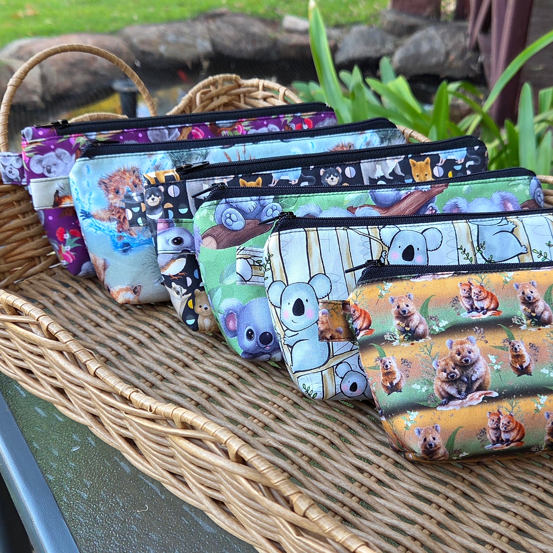 Pencil cases in Australian native animal fabrics