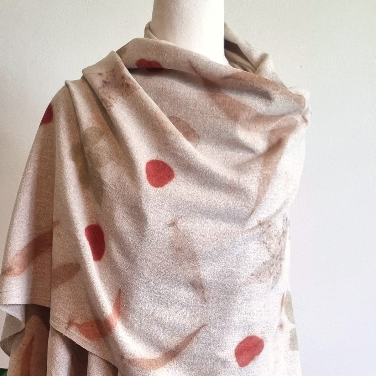Raw Silk - Large Botanical Print Shawl- The Eloise