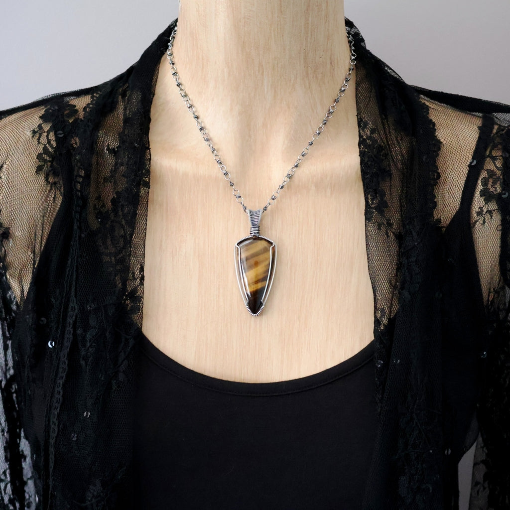 Sterling Silver Tiger Eye Pendant ~ Talisman of Confidence