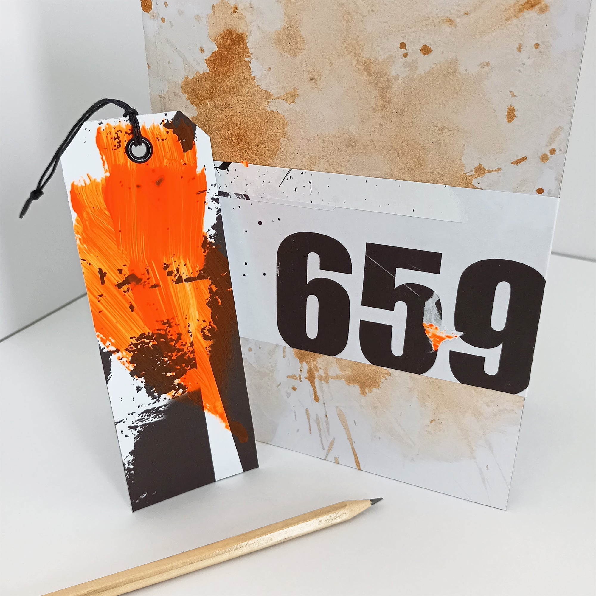Abstract numbers hand made journal with bookmark
