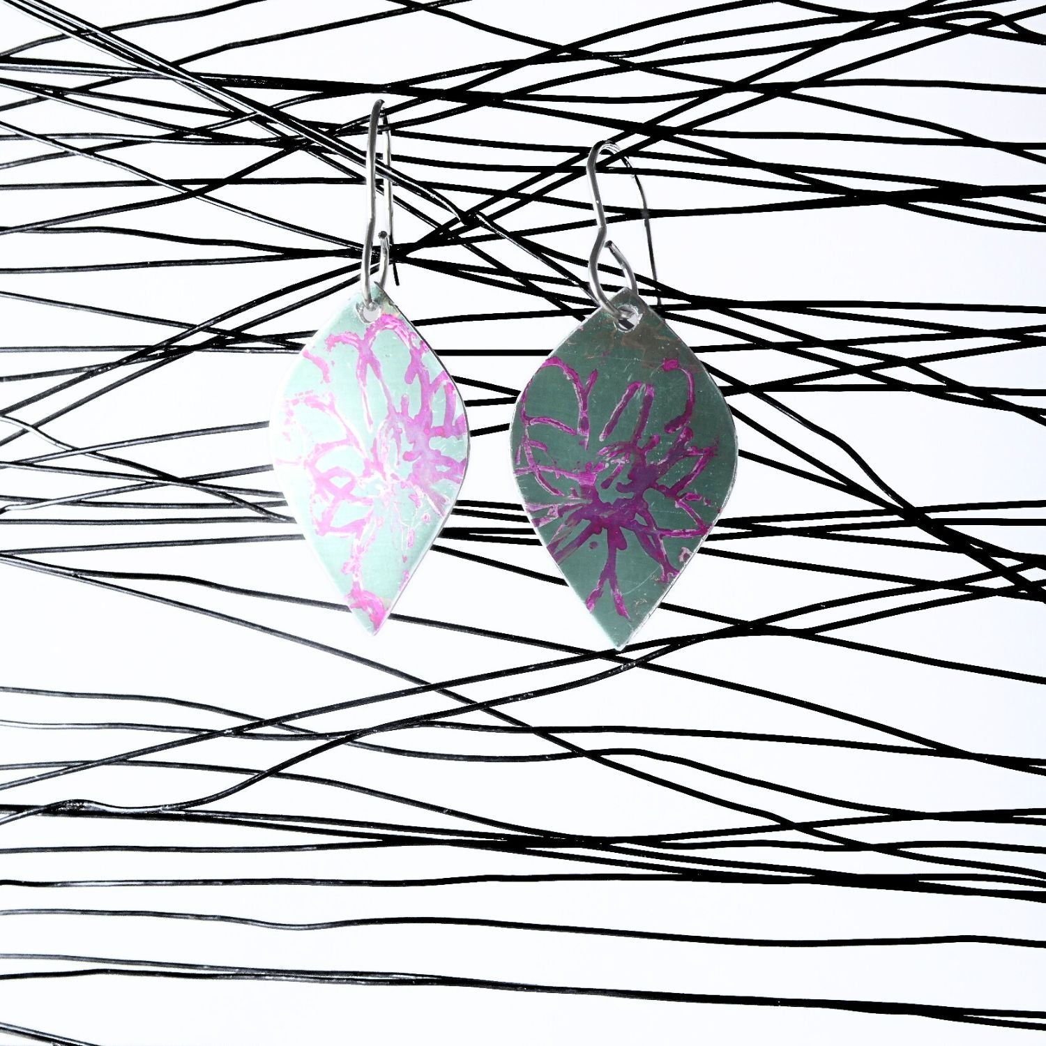 Anodised aluminium earrings hand printed - Midnight Velvet Collection