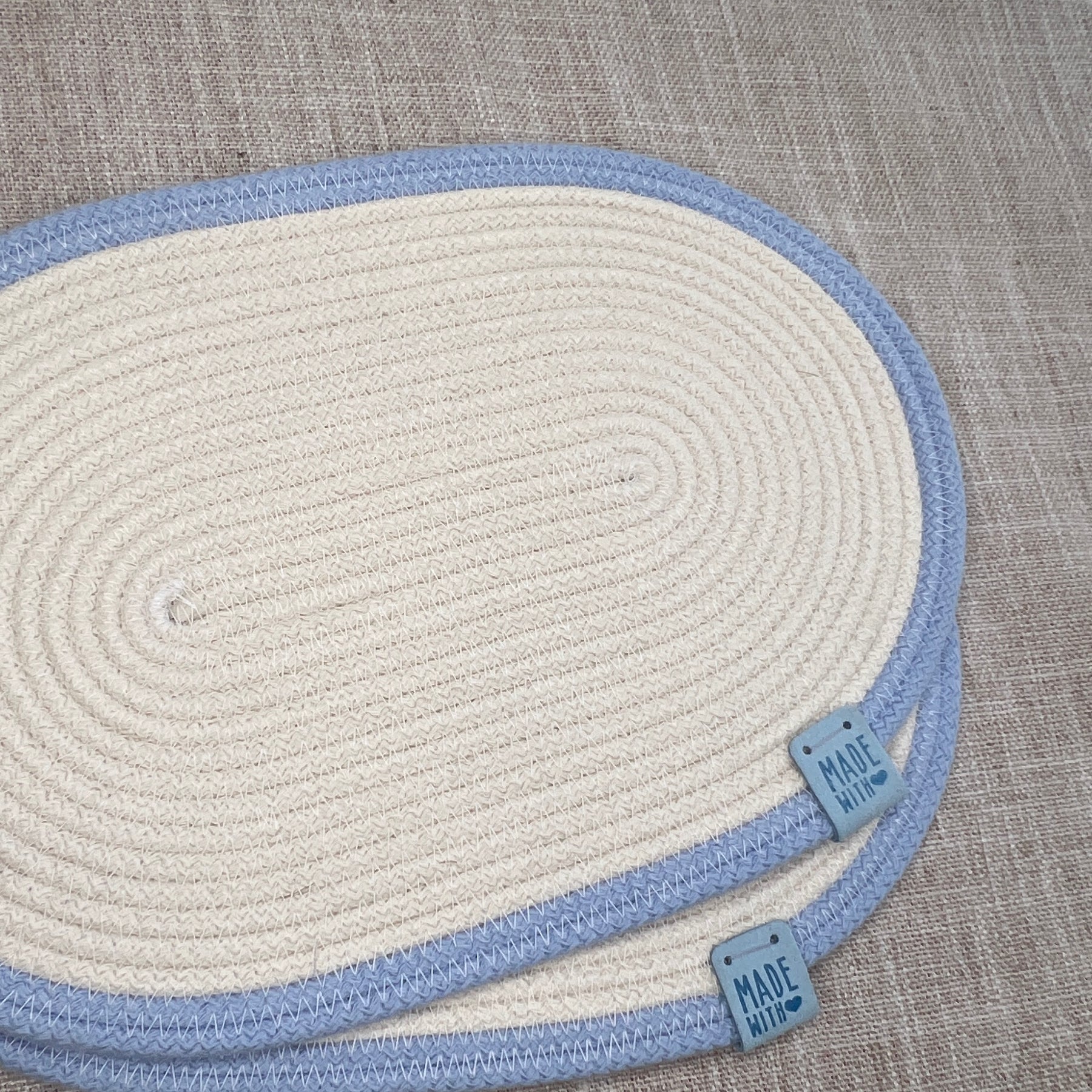 Blue & Ivory Rope Trays – Set of 2