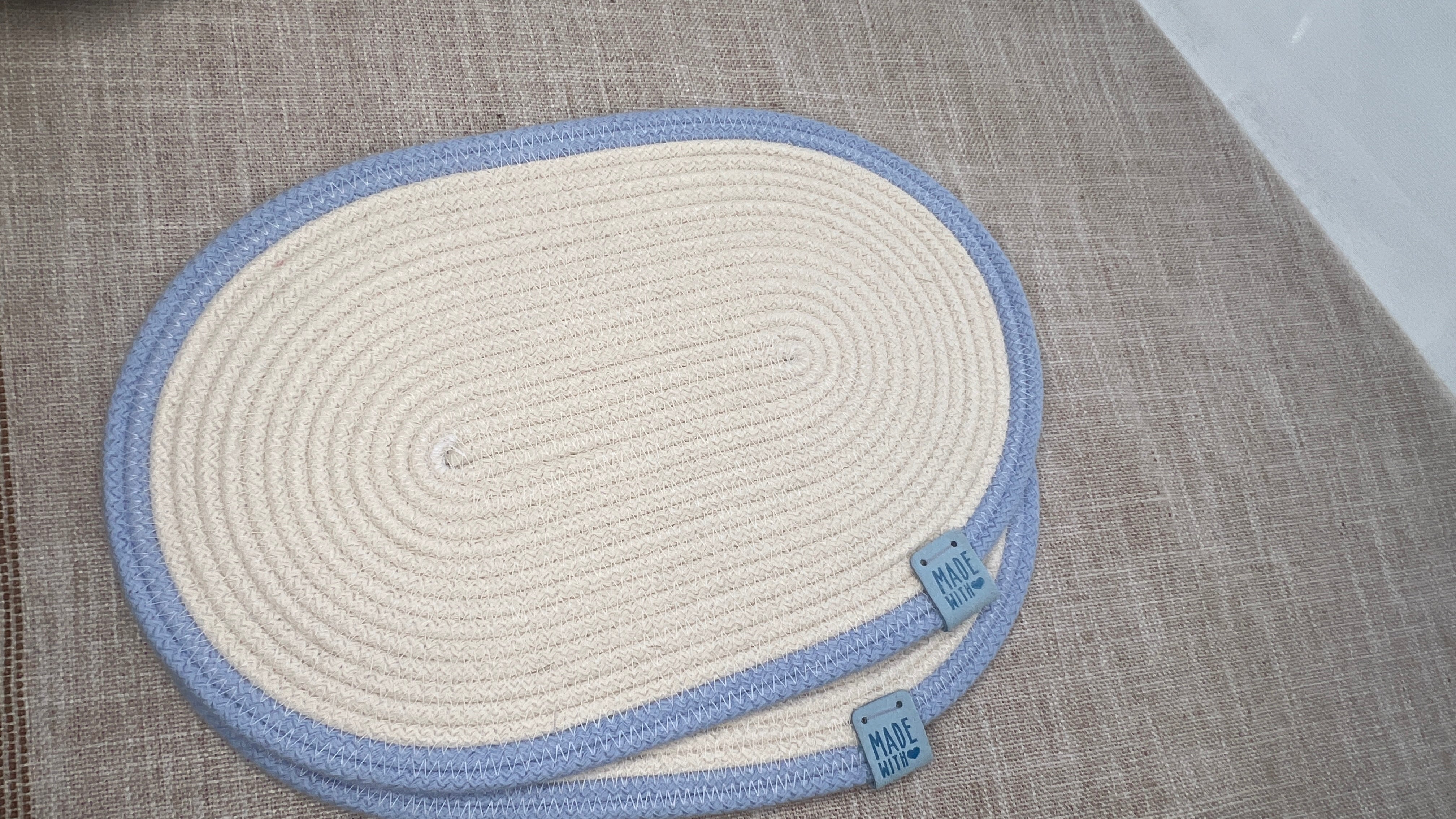 Blue & Ivory Rope Trays – Set of 2