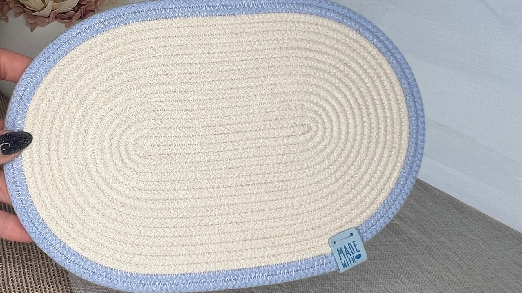 Blue & Ivory Rope Trays – Set of 2
