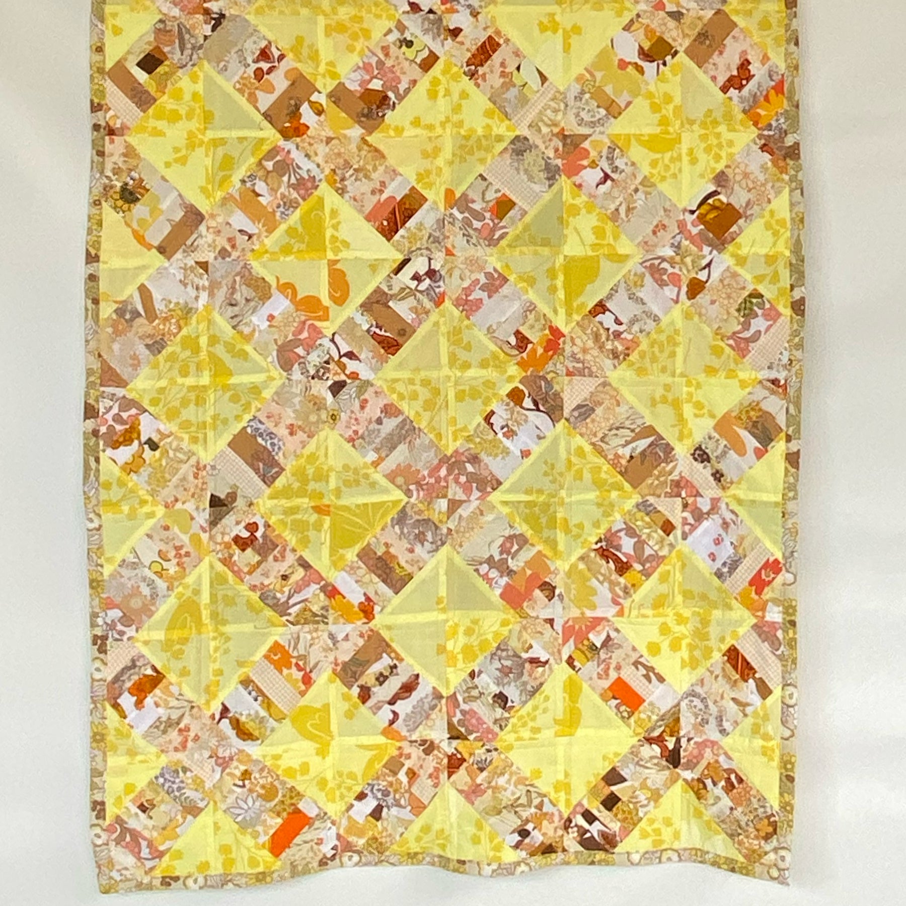 Sunlit Harvest Handmade Quilt Upcycled Vintage Fabrics & Wool Blanket