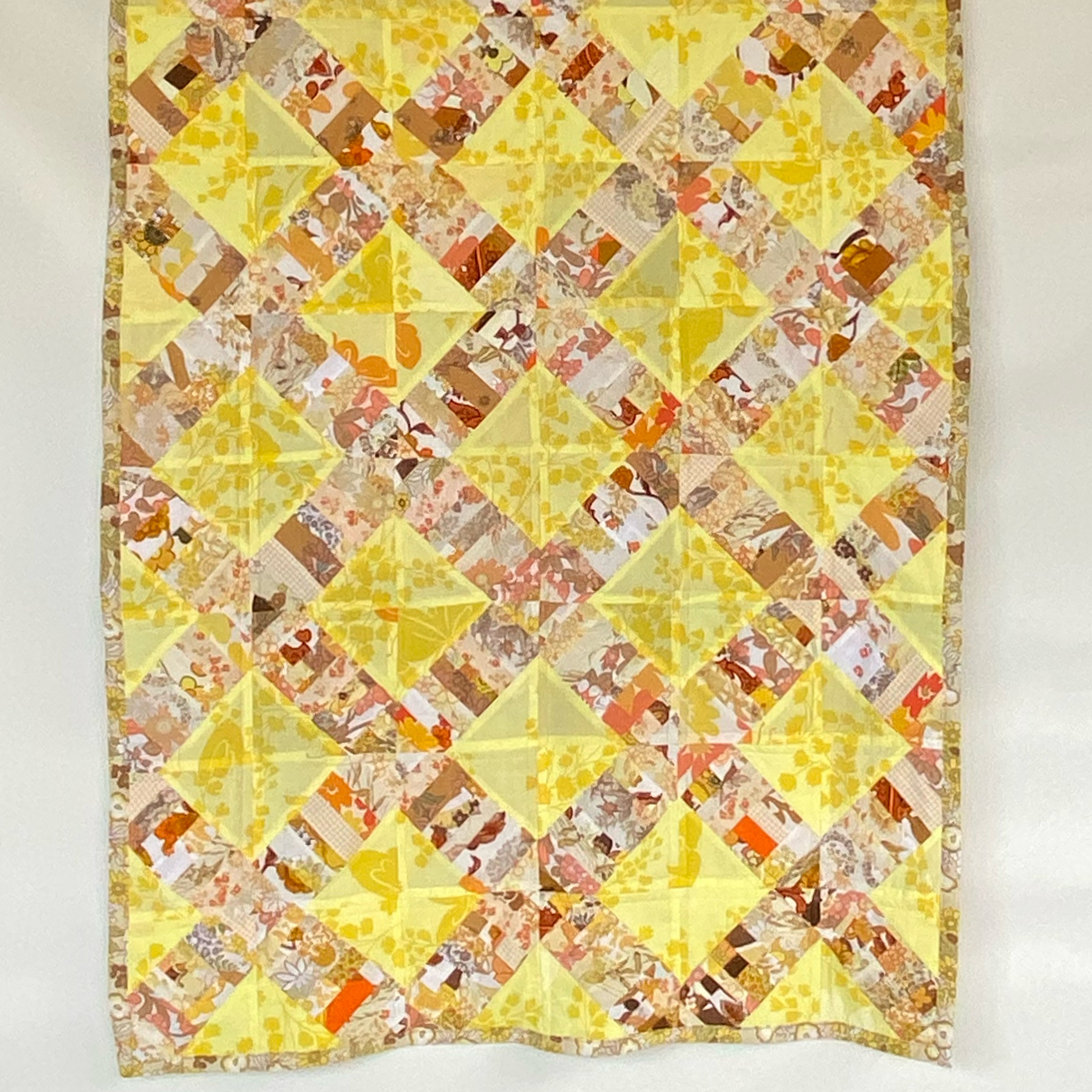 Sunlit Harvest Handmade Quilt Upcycled Vintage Fabrics & Wool Blanket