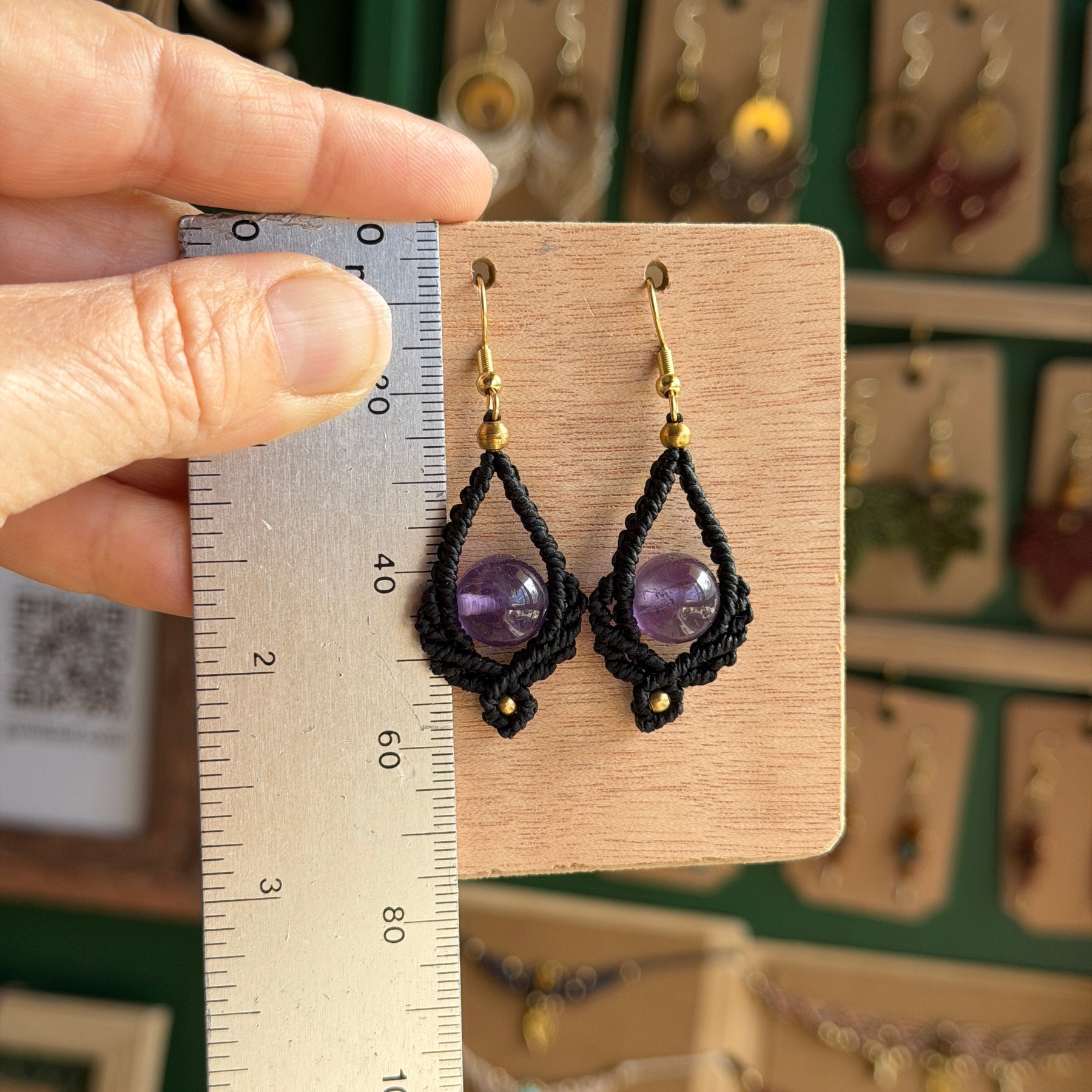 Micro Macrame Boho Bead Drop Earrings