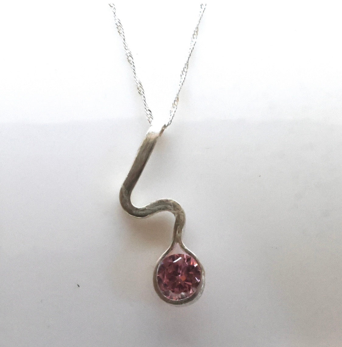 Pink CZ stirling silver pendant