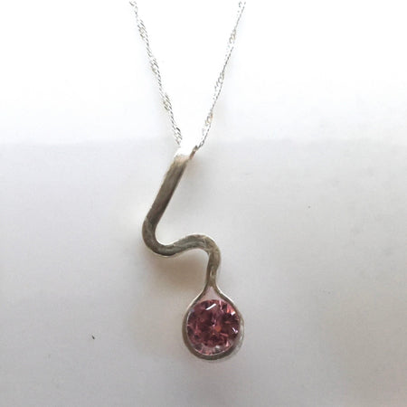 Pink CZ stirling silver pendant