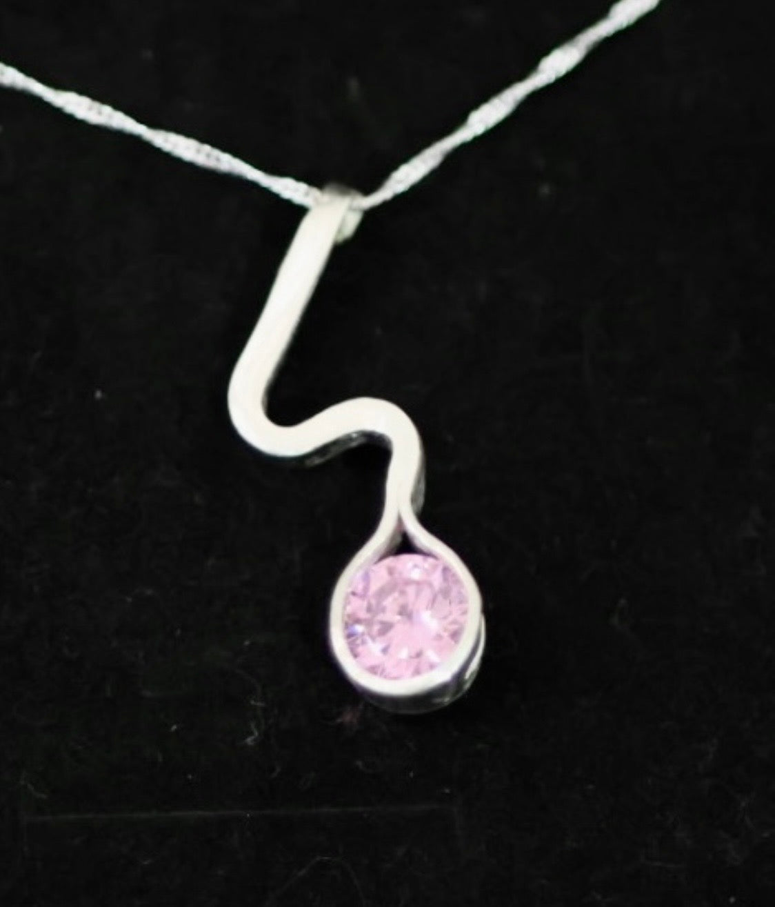 Pink CZ stirling silver pendant