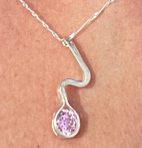 Pink CZ stirling silver pendant