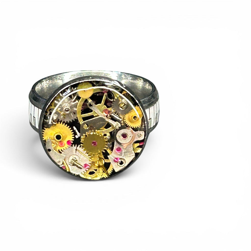 Steampunk watch parts (piano keys) ring