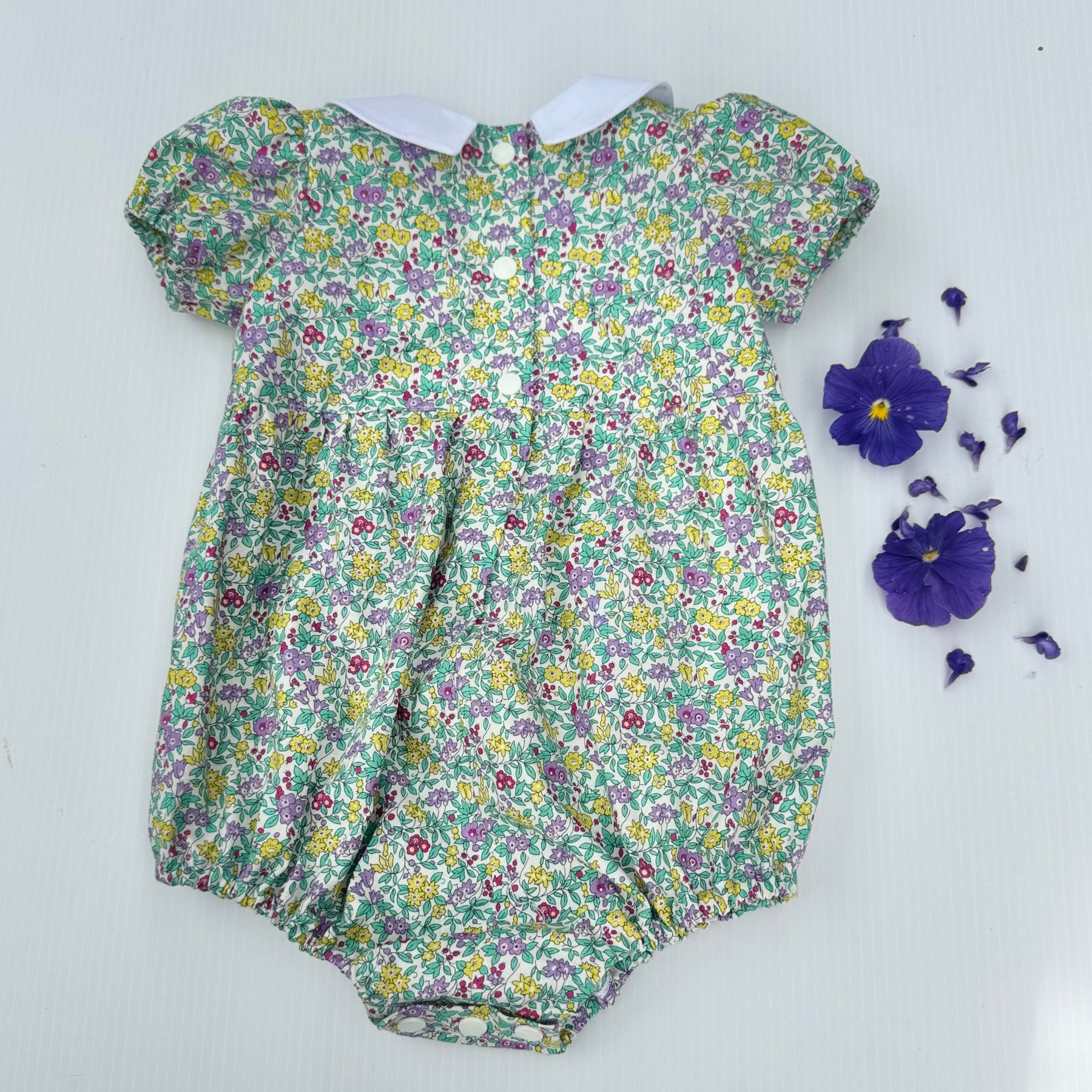 Liberty Baby Playsuit with Hand Embroidery