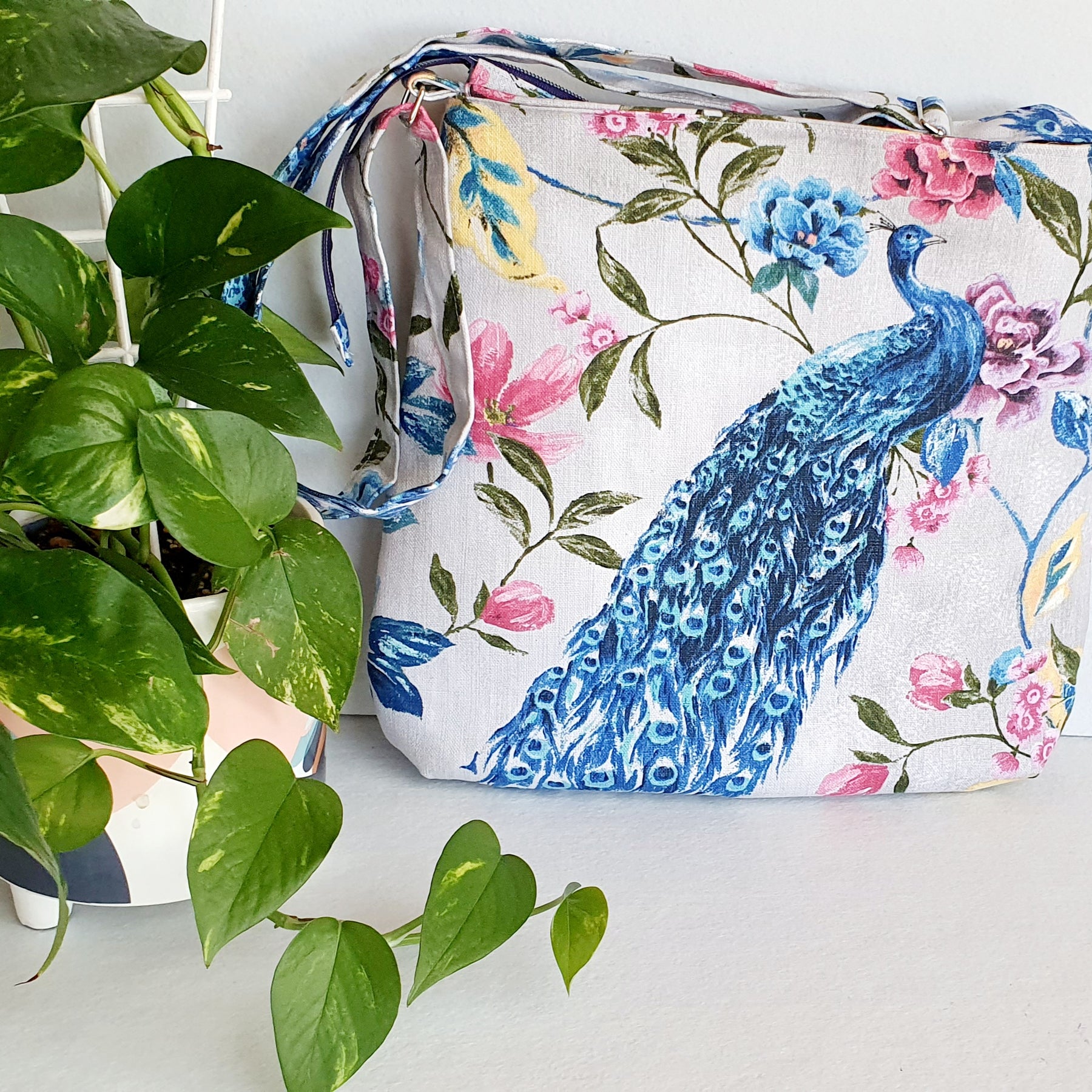 Handmade Peacock Bag /Shoulder or Cross body Bag with an adjustable strap